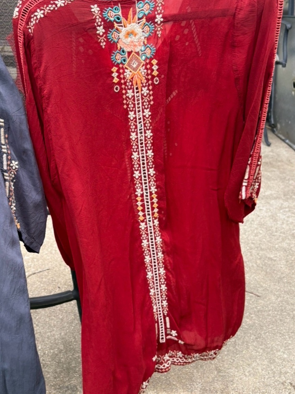 Johnny Was Bundle Embroidered V-Neck Tunics Gray and Rust - Picture 6 of 12